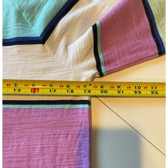 T by Talbots Striped Top Size MP Blue Pink Boat Neck Coastal Colorful Stretchy - Picture 5 of 6